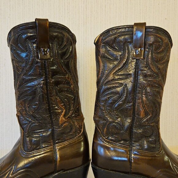 Hanover Western Boots Mens 9 D Brown Distressed Leather Cowboy 47667 Vintage main image 9